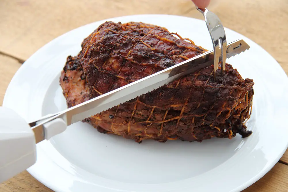 knife carving turkey meat