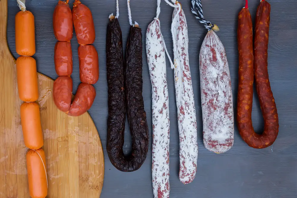 Cured meat and sausages hanging